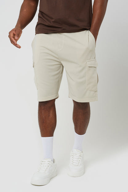 Brave Soul Light Stone Textured Cargo Shorts - Light Stone Image 1