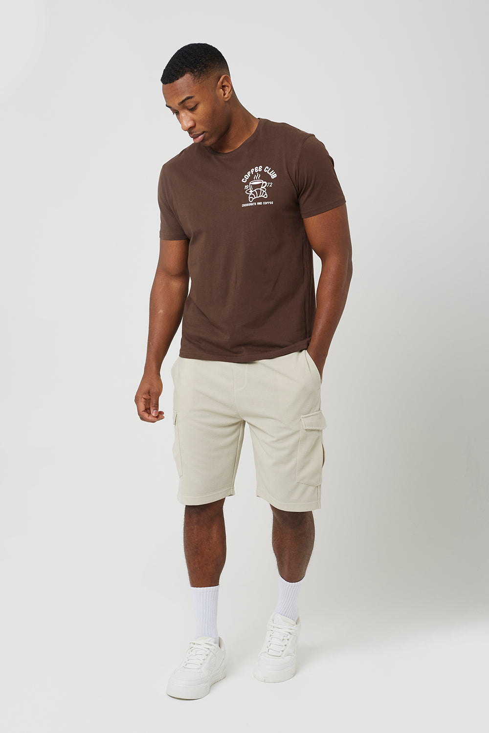 Brave Soul Light Stone Textured Cargo Shorts - Light Stone Image 3