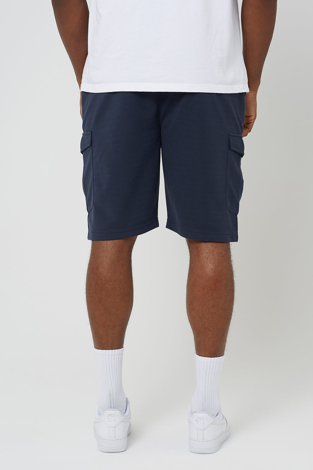 Brave Soul Navy Textured Cargo Shorts - Navy Image 2