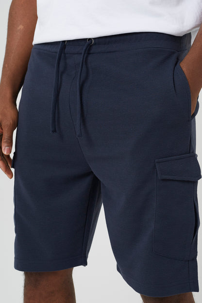 Brave Soul Navy Textured Cargo Shorts - Navy Image 4