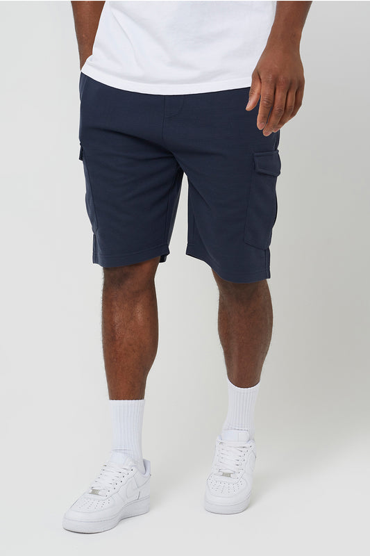 Brave Soul Navy Textured Cargo Shorts - Navy Image 1
