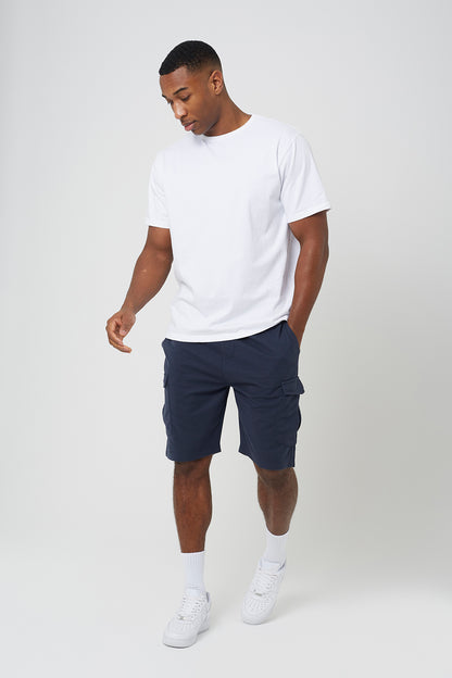 Brave Soul Navy Textured Cargo Shorts - Navy Image 3