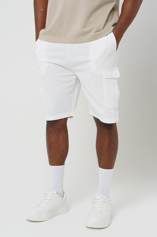 Brave Soul Cream Textured Cargo Shorts - Cream Image 1