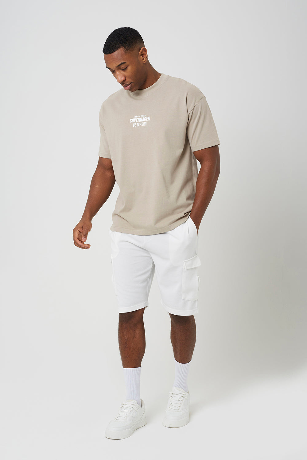 Brave Soul Cream Textured Cargo Shorts - Cream Image 3