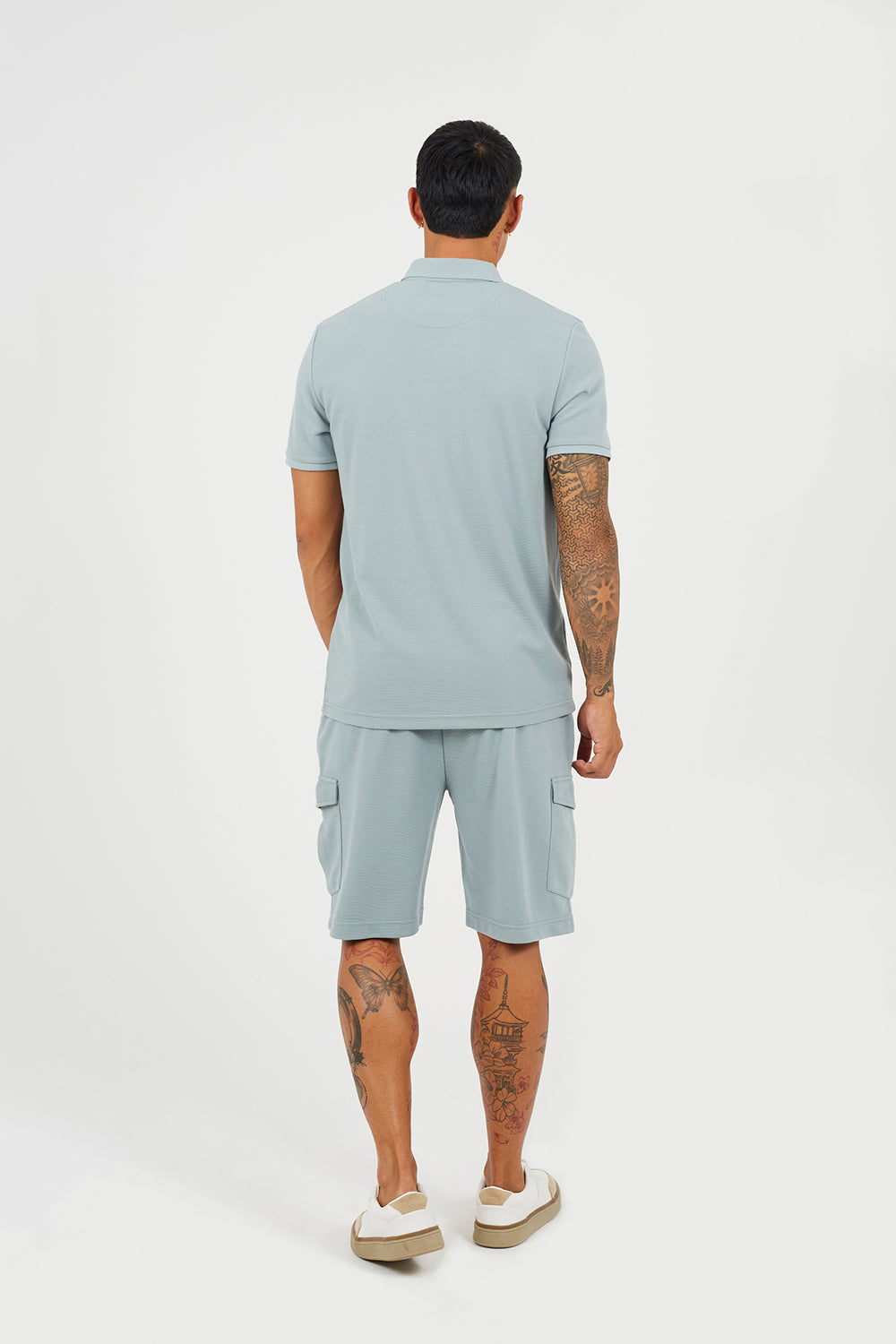 Brave Soul Light Blue Textured Cargo Shorts - Light Blue Image 2