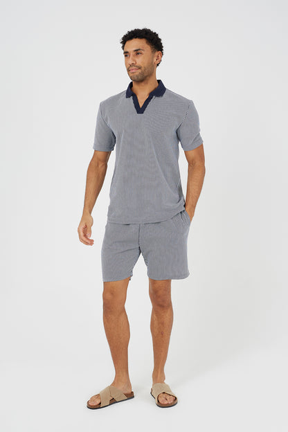 Brave Soul Navy Striped Elasticated Waist Shorts - Navy Image 3