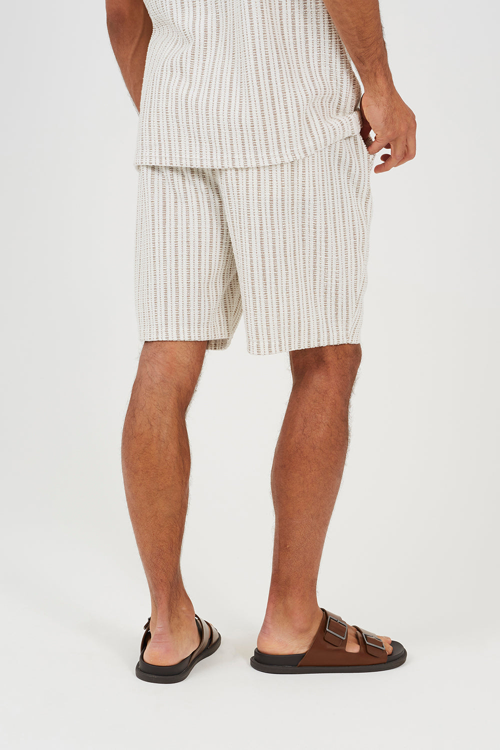 Brave Soul Cream Striped Elasticated Waist Shorts - Cream Image 2