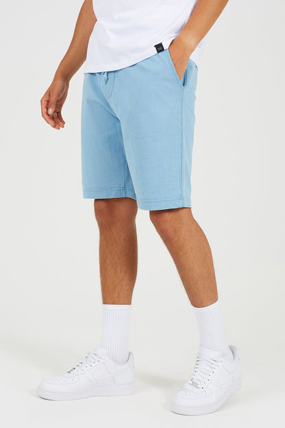 Brave Soul Light Blue Cotton Jersey Elasticated Shorts - Light Blue Image 1