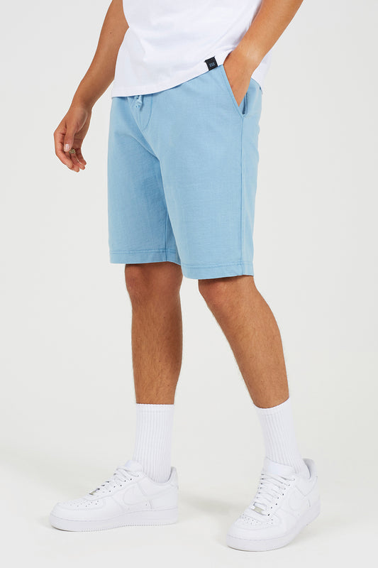 Brave Soul Light Blue Cotton Jersey Elasticated Shorts - Light Blue Image 1