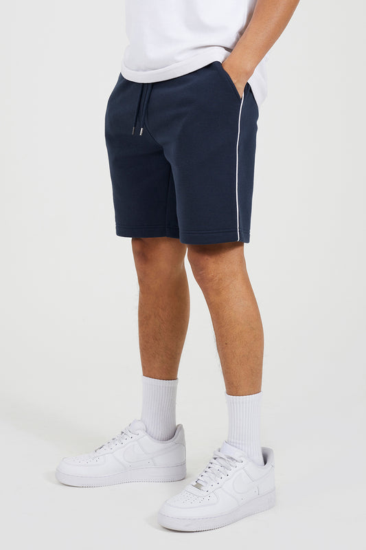Brave Soul Navy Side Stripe Drawstring Jersey Shorts - Navy Image 1