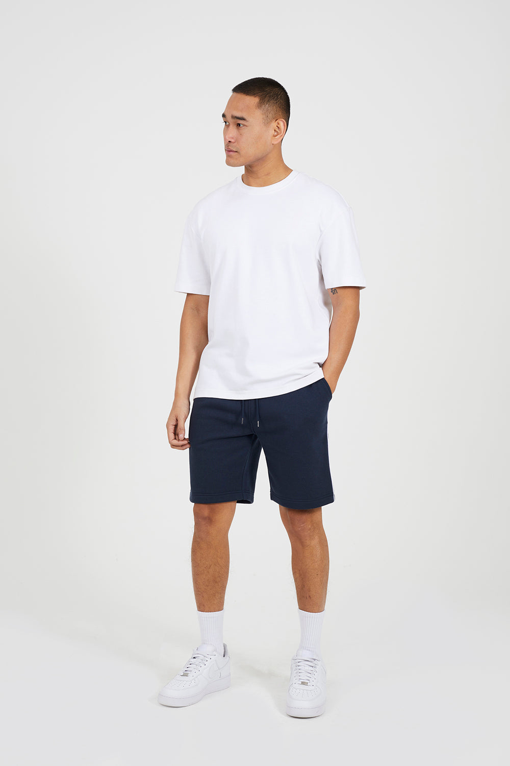 Brave Soul Navy Side Stripe Drawstring Jersey Shorts - Navy Image 3