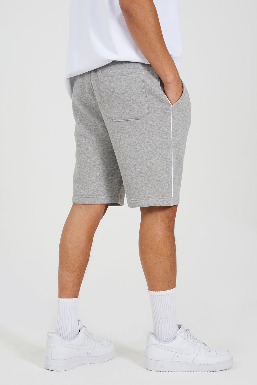 Brave Soul Light Grey Side Stripe Drawstring Jersey Shorts - Light Grey Image 2