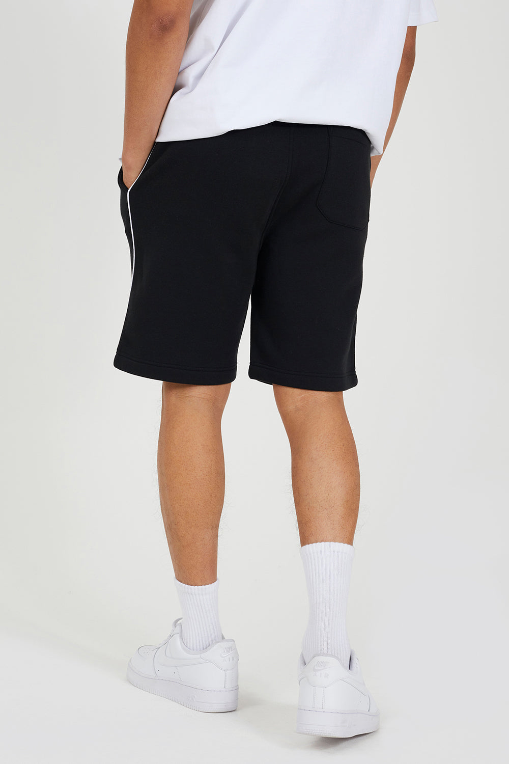 Brave Soul Black Side Stripe Drawstring Jersey Shorts - Black Image 2