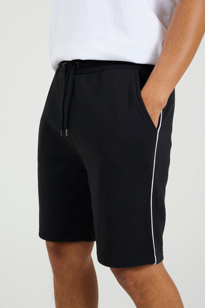 Brave Soul Black Side Stripe Drawstring Jersey Shorts - Black Image 4