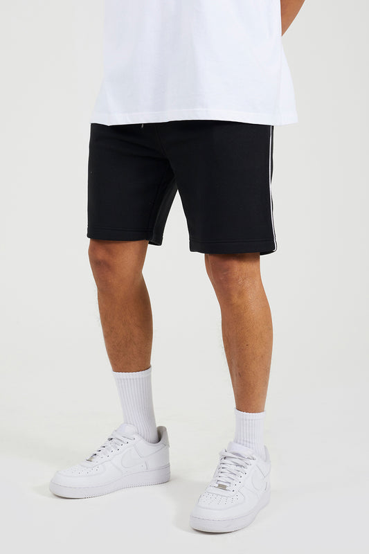 Brave Soul Black Side Stripe Drawstring Jersey Shorts - Black Image 1