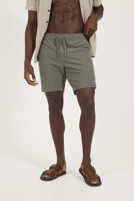 Brave Soul Pale Green Seersucker Shorts - Pale Green Image 1