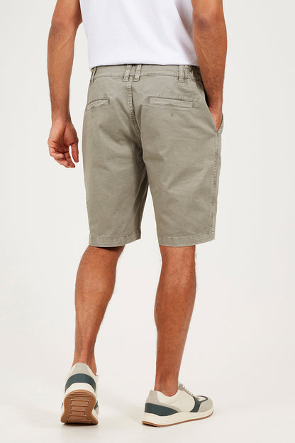 Brave Soul Light Grey Cotton Twill Elasticated Waist Shorts - Light Grey Image 2