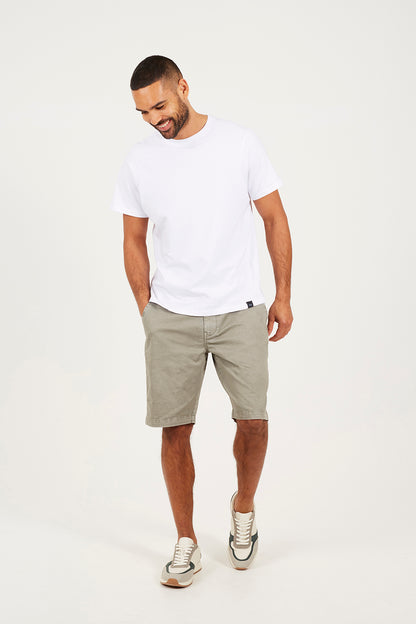 Brave Soul Light Grey Cotton Twill Elasticated Waist Shorts - Light Grey Image 3