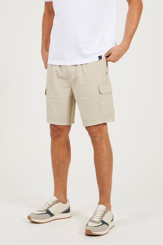 Brave Soul Stone Woven Cargo Style Shorts - Stone Image 1