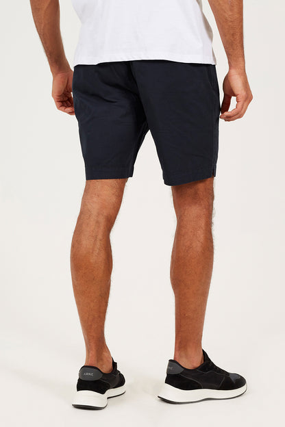 Brave Soul Navy Cotton Elasticated Waist Drawstring Shorts - Navy Image 2