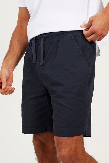 Brave Soul Navy Cotton Elasticated Waist Drawstring Shorts - Navy Image 4