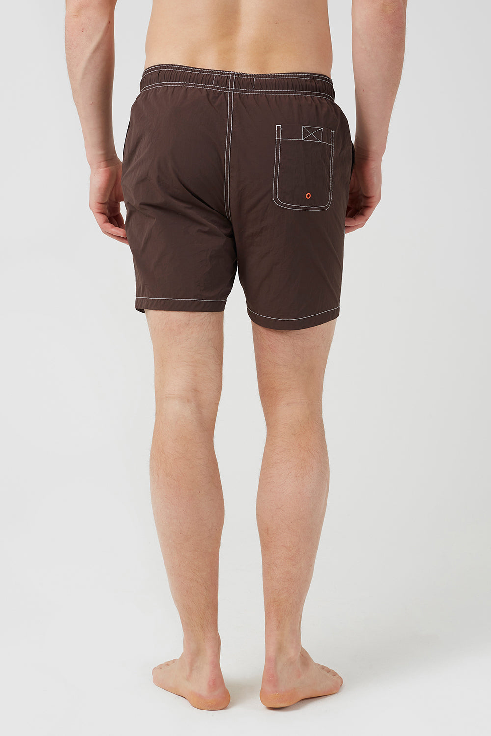 Brave Soul Chocolate Contrast Stitch Swim Shorts - Chocolate Image 2