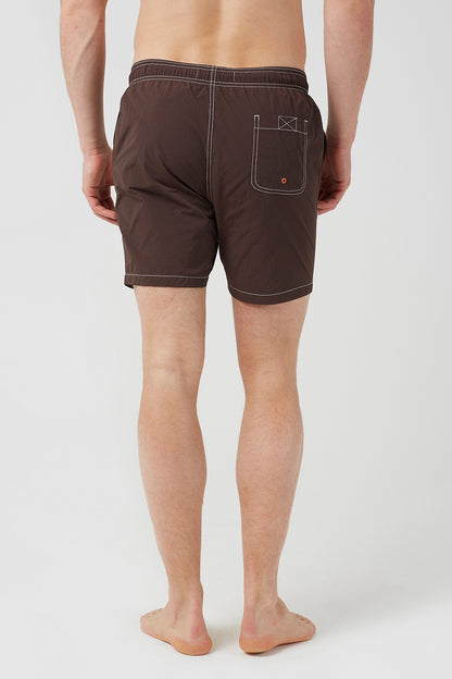 Brave Soul Chocolate Contrast Stitch Swim Shorts - Chocolate Image 2