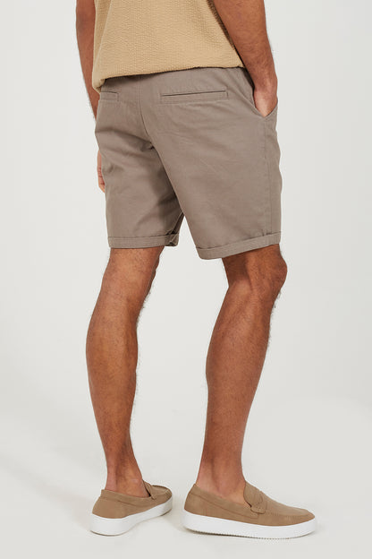 Brave Soul Taupe Cotton Twill Chino Shorts - Taupe Image 2