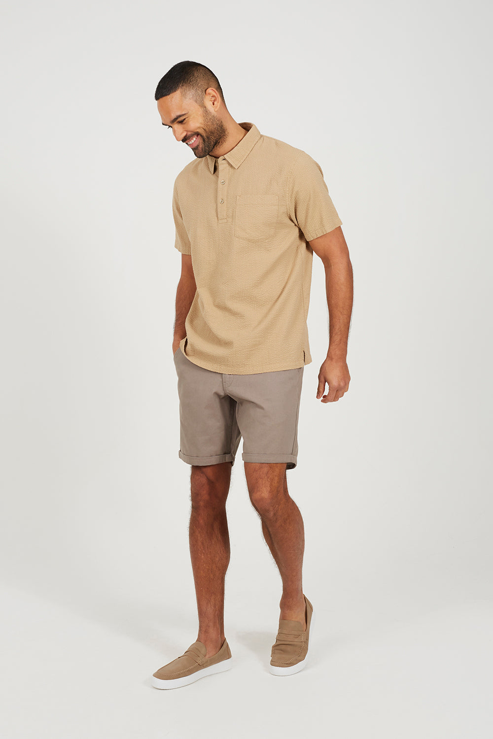 Brave Soul Taupe Cotton Twill Chino Shorts - Taupe Image 3