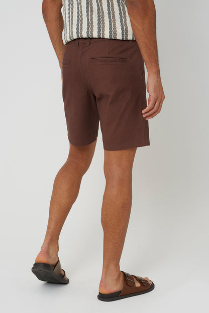 Brave Soul Chocolate Cotton Twill Chino Shorts - Chocolate Image 2