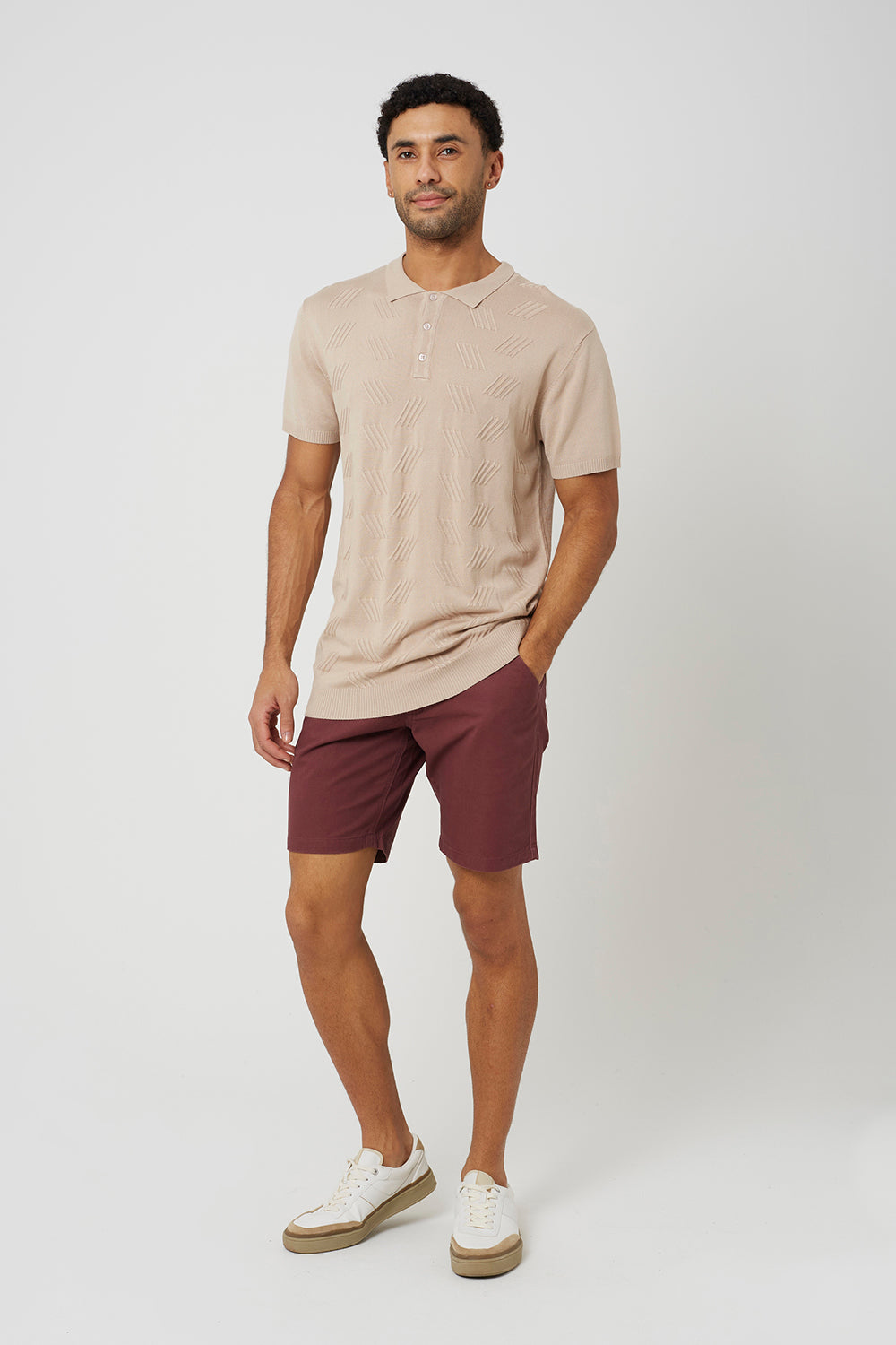 Brave Soul Plum Cotton Twill Chino Shorts - Plum Image 3