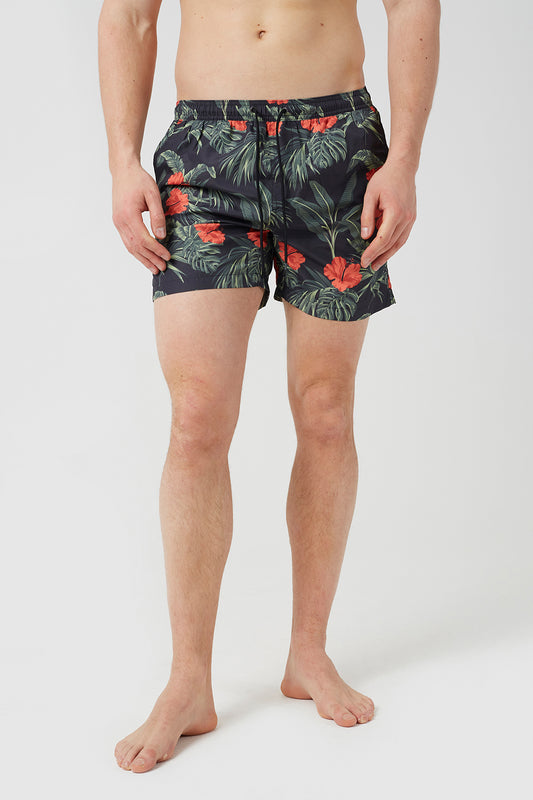 Brave Soul Black Printed Swim Shorts - Black Image 1