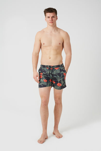 Brave Soul Black Printed Swim Shorts - Black Image 3