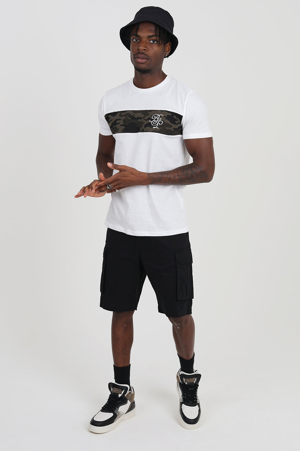 Brave Soul Black Cotton Cargo Shorts - Black Image 3
