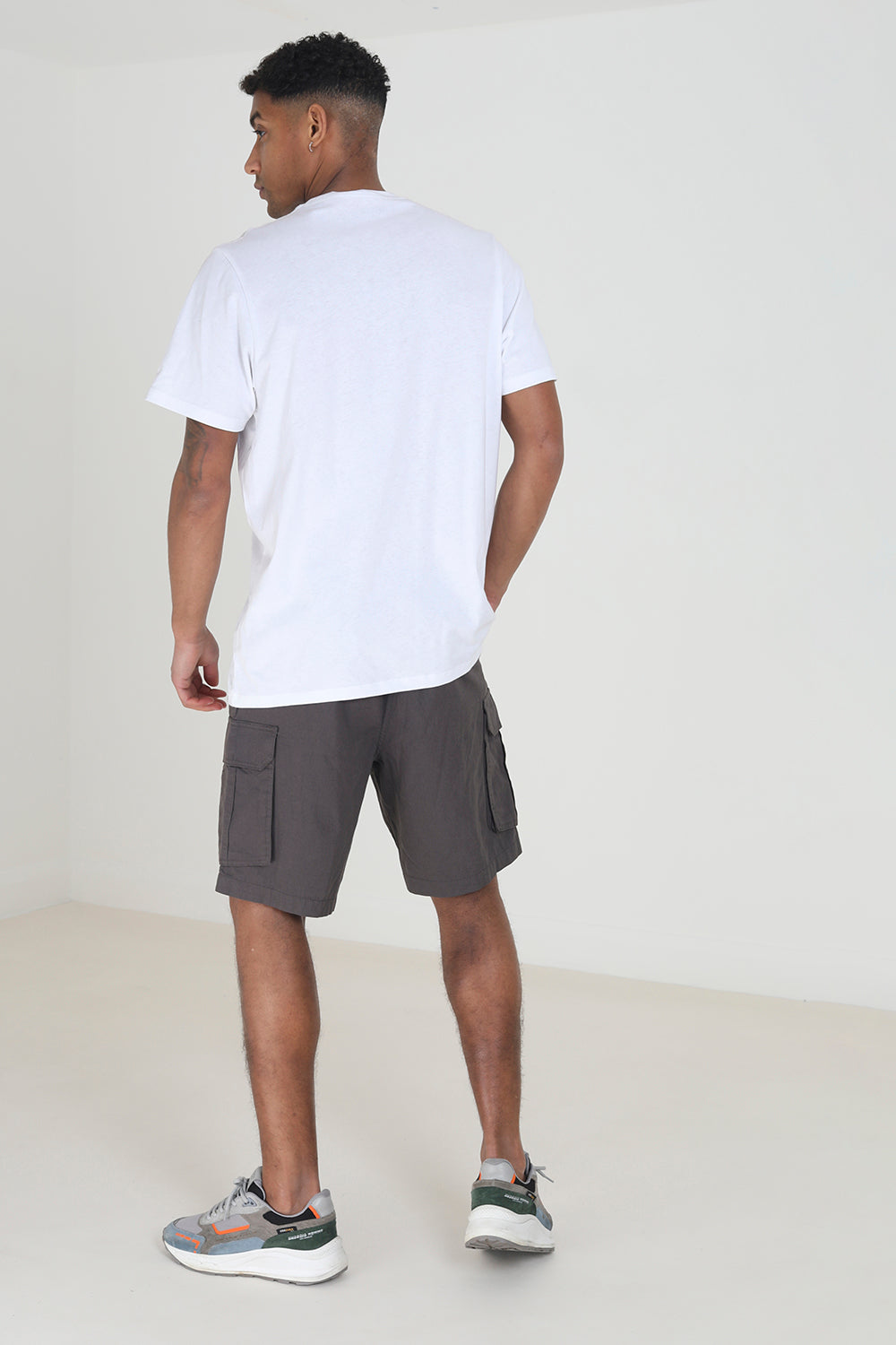 Brave Soul Grey Cotton Cargo Shorts - Grey Image 2