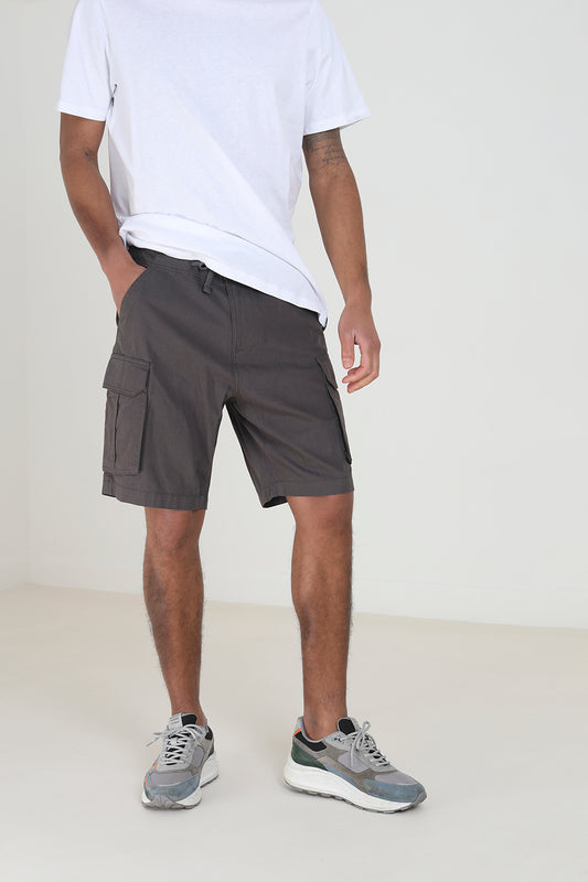 Brave Soul Grey Cotton Cargo Shorts - Grey Image 1