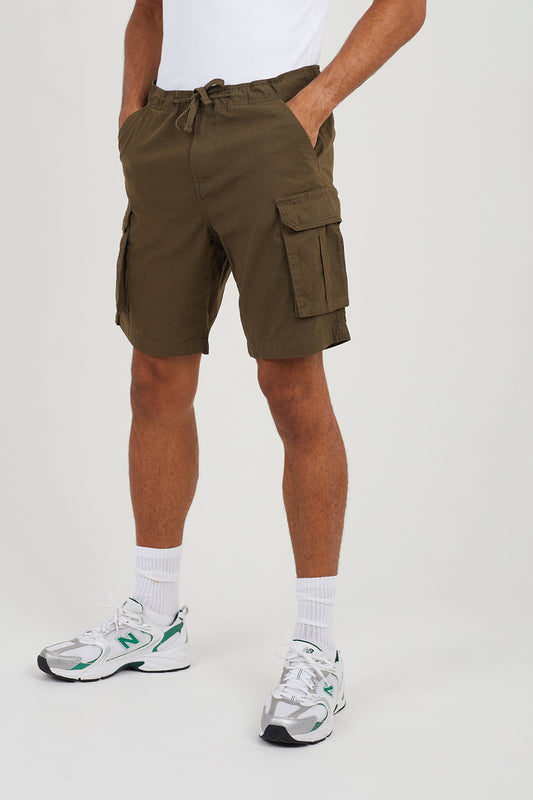 Brave Soul Khaki Cotton Cargo Shorts - Khaki Image 1