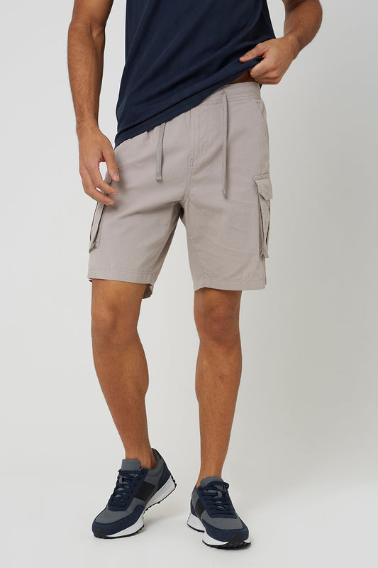 Brave Soul Light Grey Cotton Cargo Shorts - Light Grey Image 1