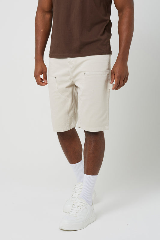Brave Soul Cream Loose Fit Denim Carpenter Shorts - Cream Image 1