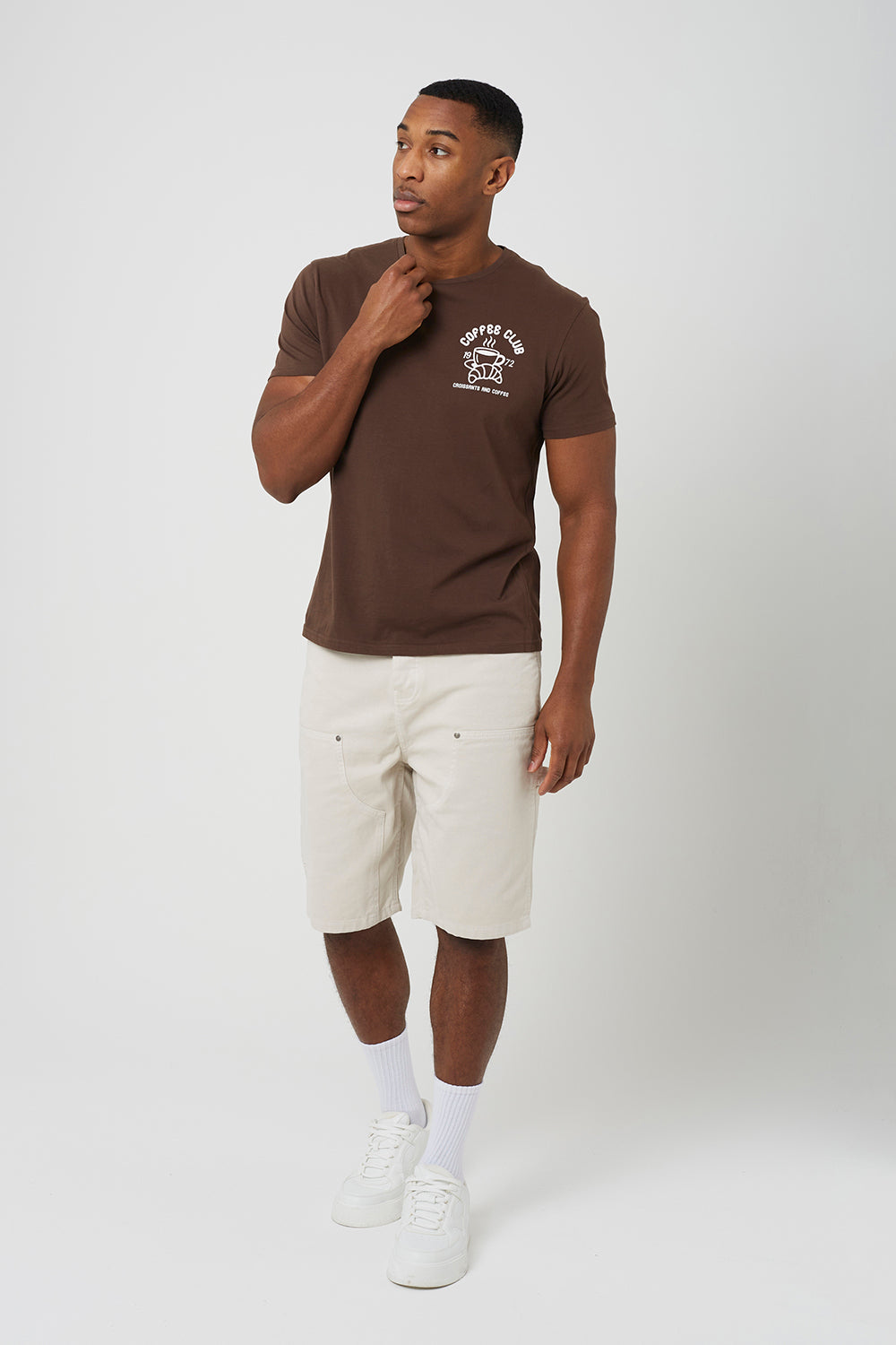 Brave Soul Cream Loose Fit Denim Carpenter Shorts - Cream Image 3