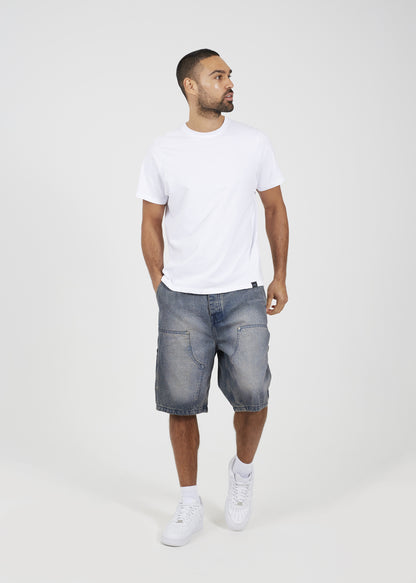 Brave Soul Mid Blue Loose Fit Carpenter Style Denim Shorts - Mid Blue Image 3