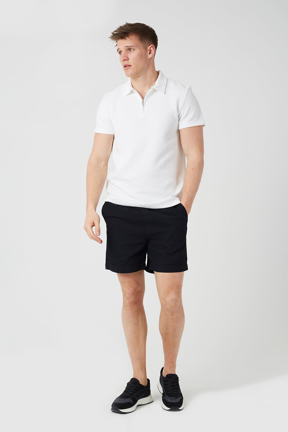 Brave Soul Black Textured Zip Pocket Drawcord Shorts - Black Image 3
