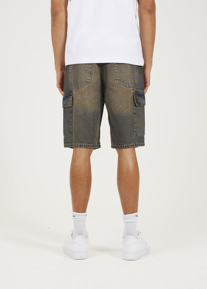 Brave Soul Dark Blue Loose Fit Cargo Denim Shorts - Dark Blue Image 2