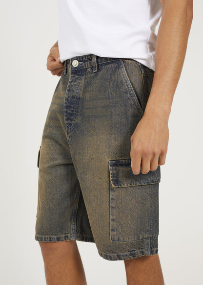 Brave Soul Dark Blue Loose Fit Cargo Denim Shorts - Dark Blue Image 4