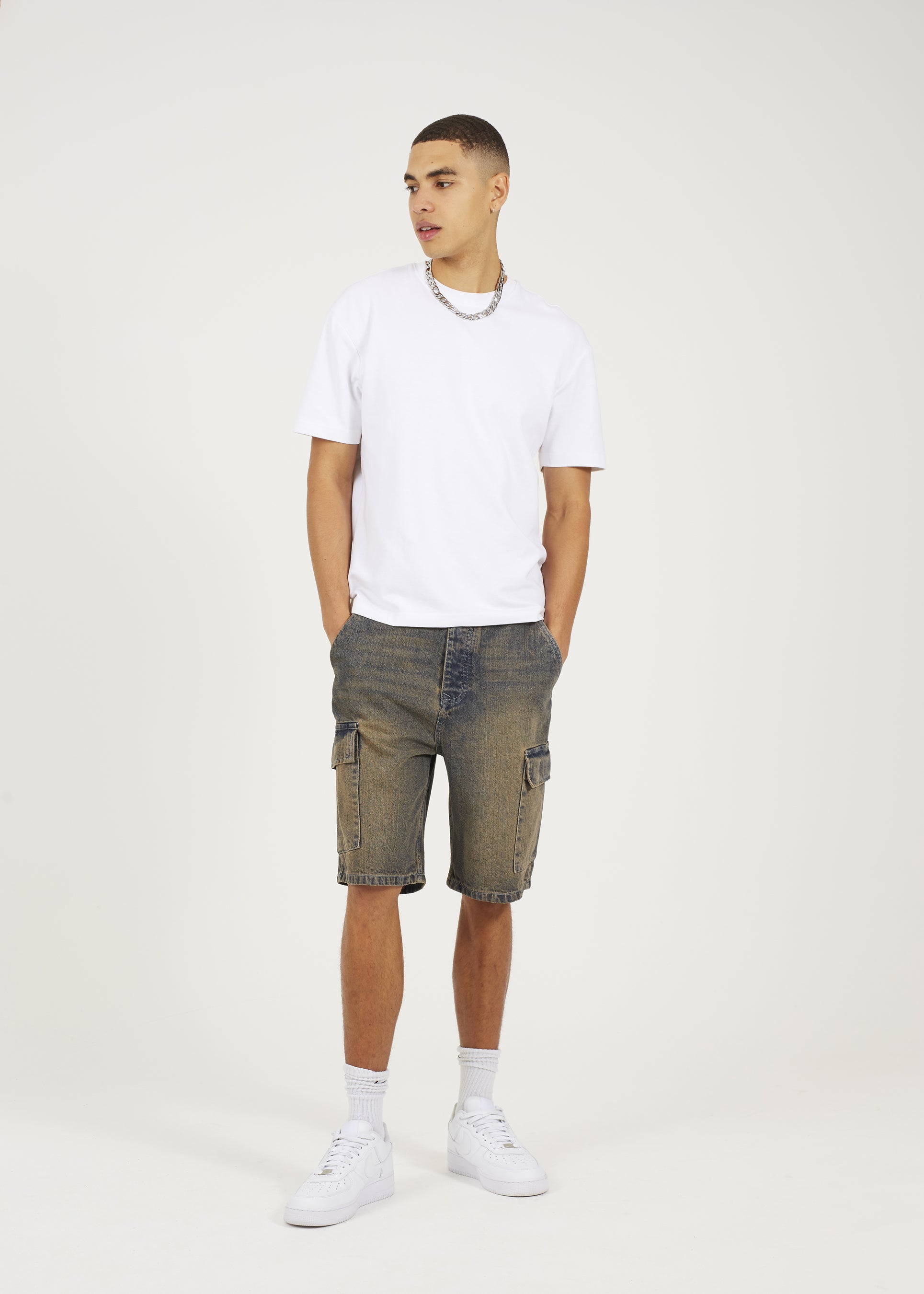 Brave Soul Dark Blue Loose Fit Cargo Denim Shorts - Dark Blue Image 3