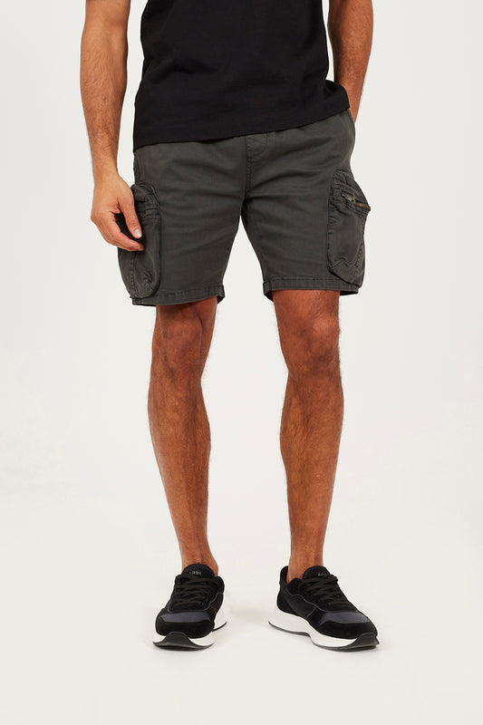 Brave Soul Charcoal Cotton Twill Cargo Shorts - Charcoal Image 1