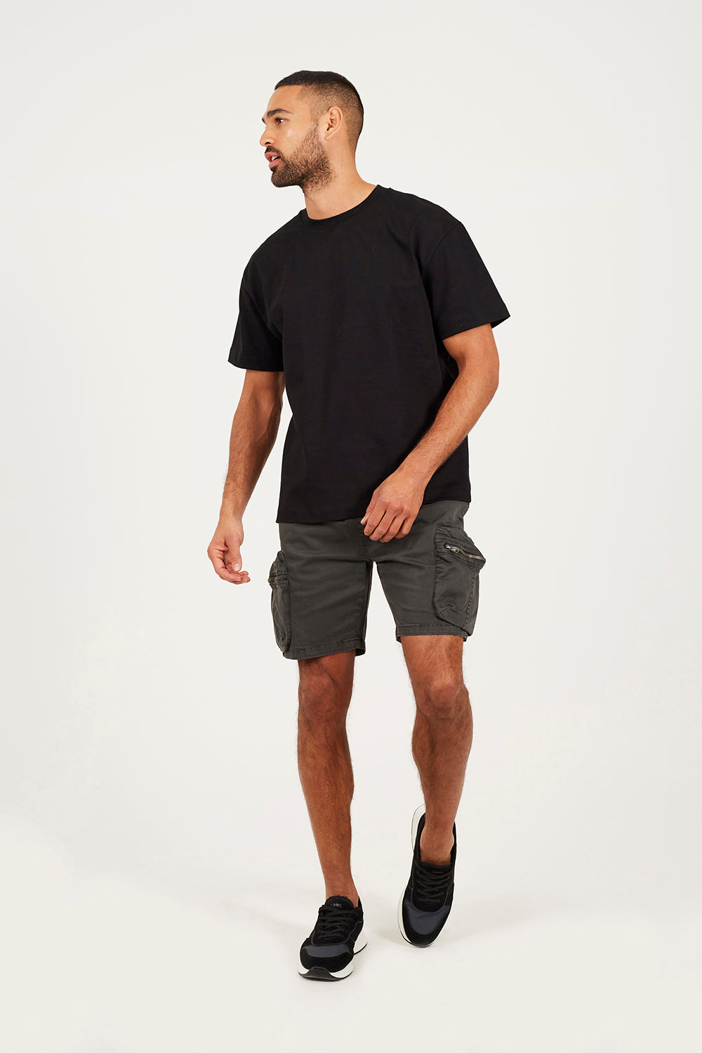Brave Soul Charcoal Cotton Twill Cargo Shorts - Charcoal Image 3