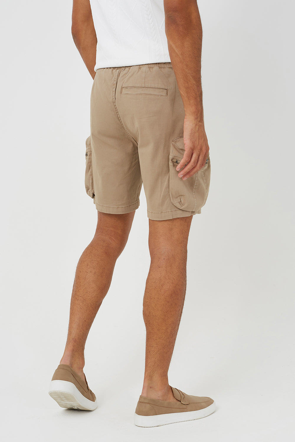 Brave Soul Stone Cargo Pocket Cotton Twill Shorts - Stone Image 2
