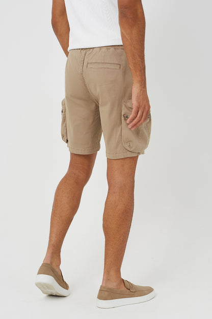 Brave Soul Stone Cargo Pocket Cotton Twill Shorts - Stone Image 2