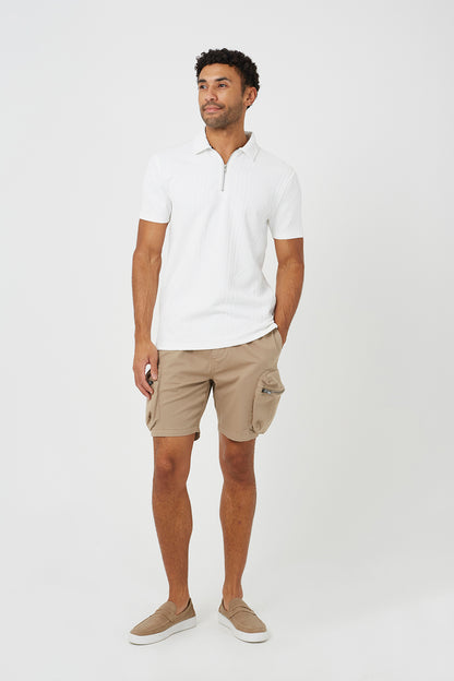 Brave Soul Stone Cargo Pocket Cotton Twill Shorts - Stone Image 3